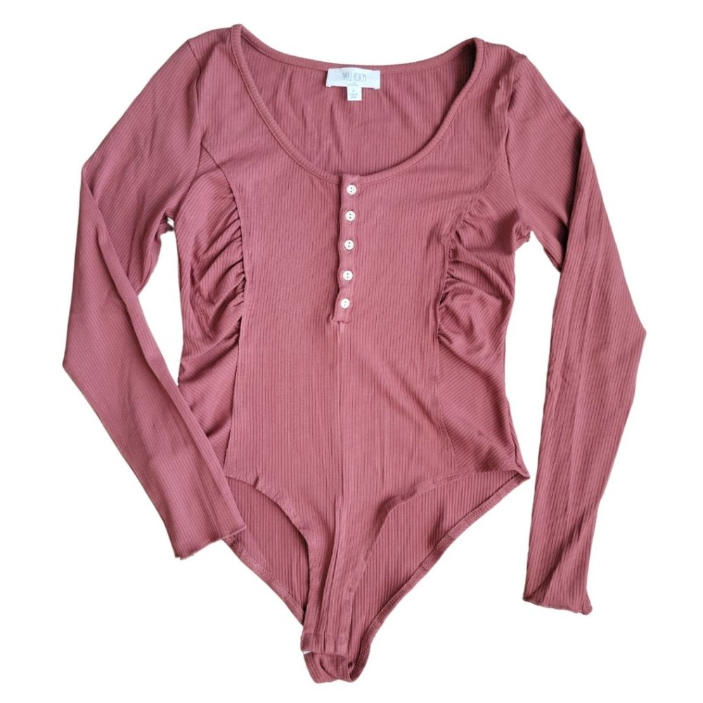 PEACH LOVE CA Ribbed Long Sleeve Terracotta Body Suit KBS84093 - Picture 8 of 8